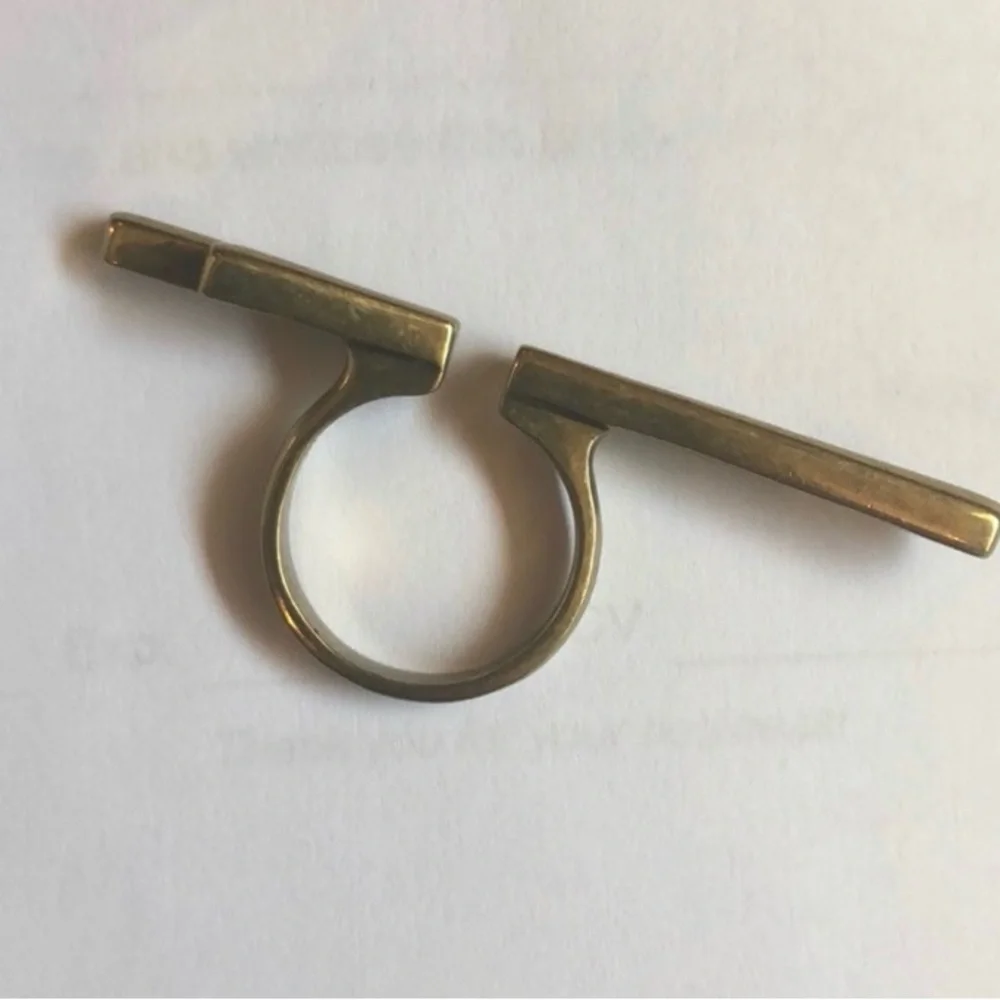 Iconic Silpada K&R Sunbeam Brass Gold Open Double Bar Ring Women's Sz8 - Picture 3 of 6